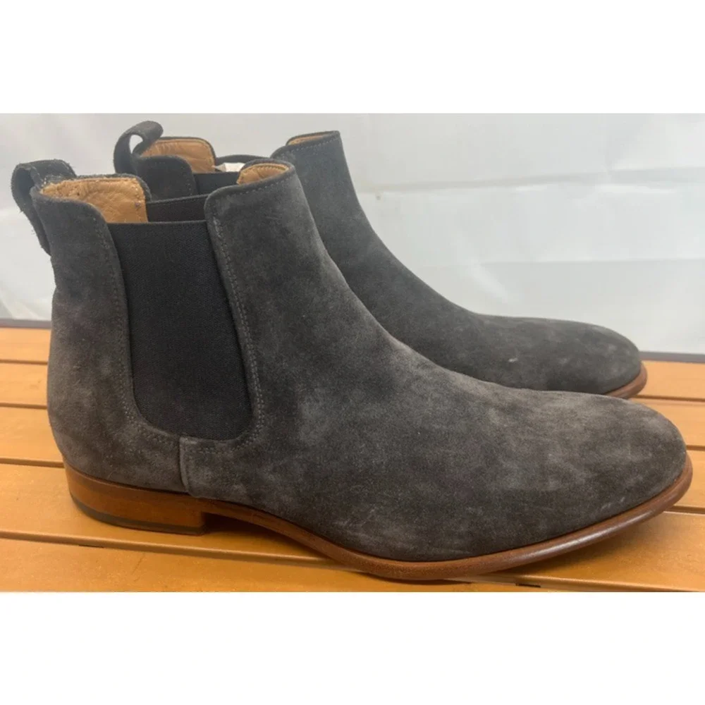 Mens Vince Aldous Chelsea Boots Slate Grey Suede 11.5 Made in Italy